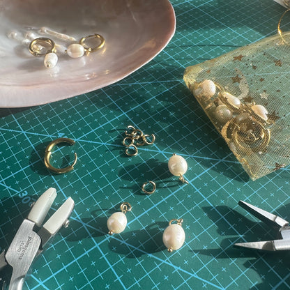 Natural Drop Pearl Detachable Charm Hoop Earrings