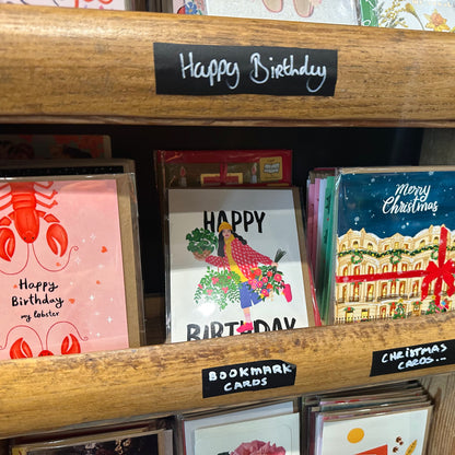 Plant Lady in Pink jacket Birthday Card