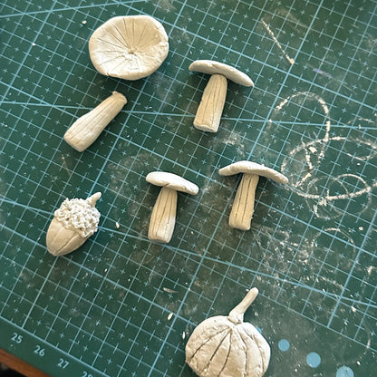 Mushroom hand made clay pin