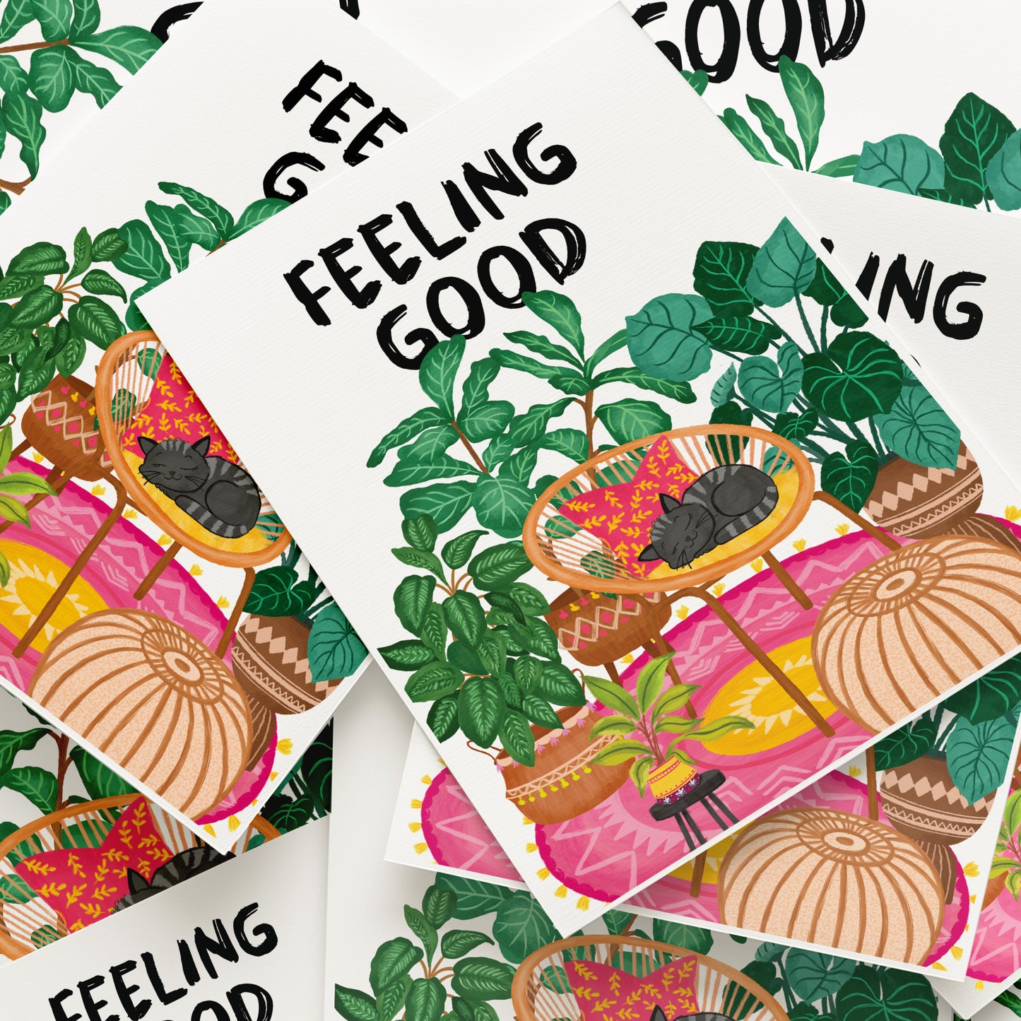 Feeling Good Cozy Cat Art Print