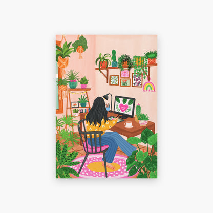 Cosy Creative Desk Art Print | Urban Jungle Collection Giclée Art Print