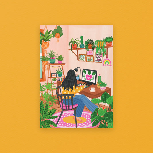 Cosy Creative Desk Art Print | Urban Jungle Collection