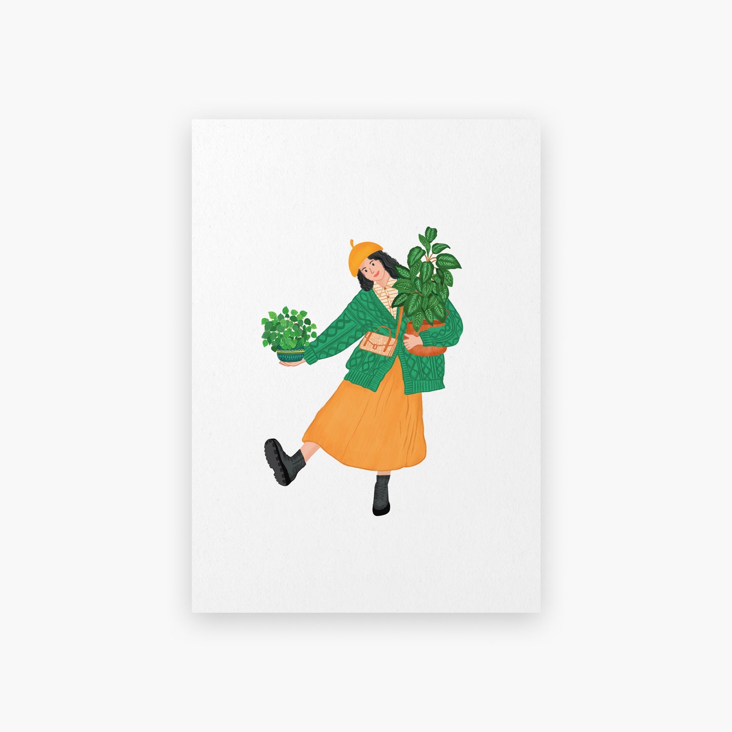 Cozy Autumn Plant Girl Art Print
