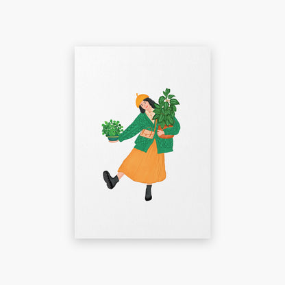 Cozy Autumn Plant Girl Giclée Art Print