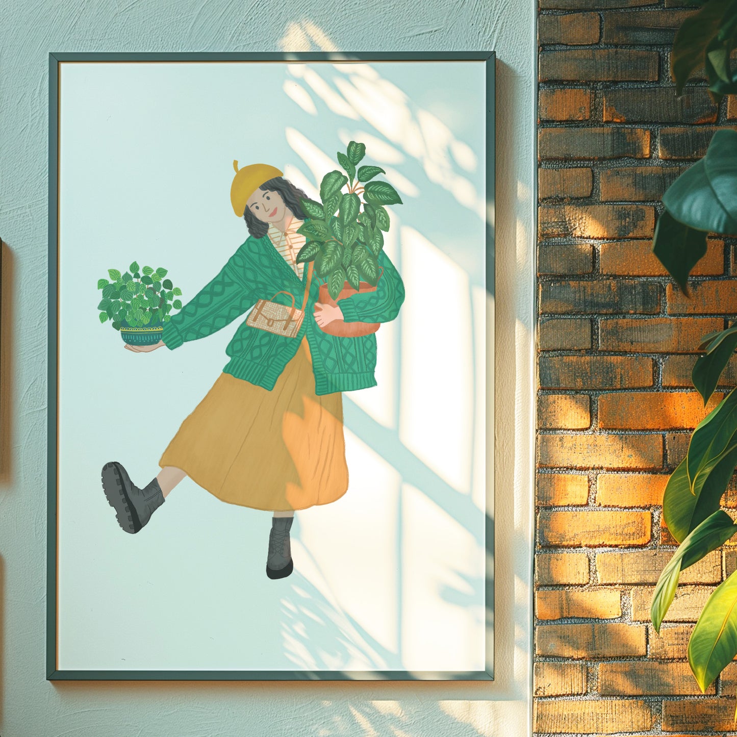 Cozy Autumn Plant Girl Art Print