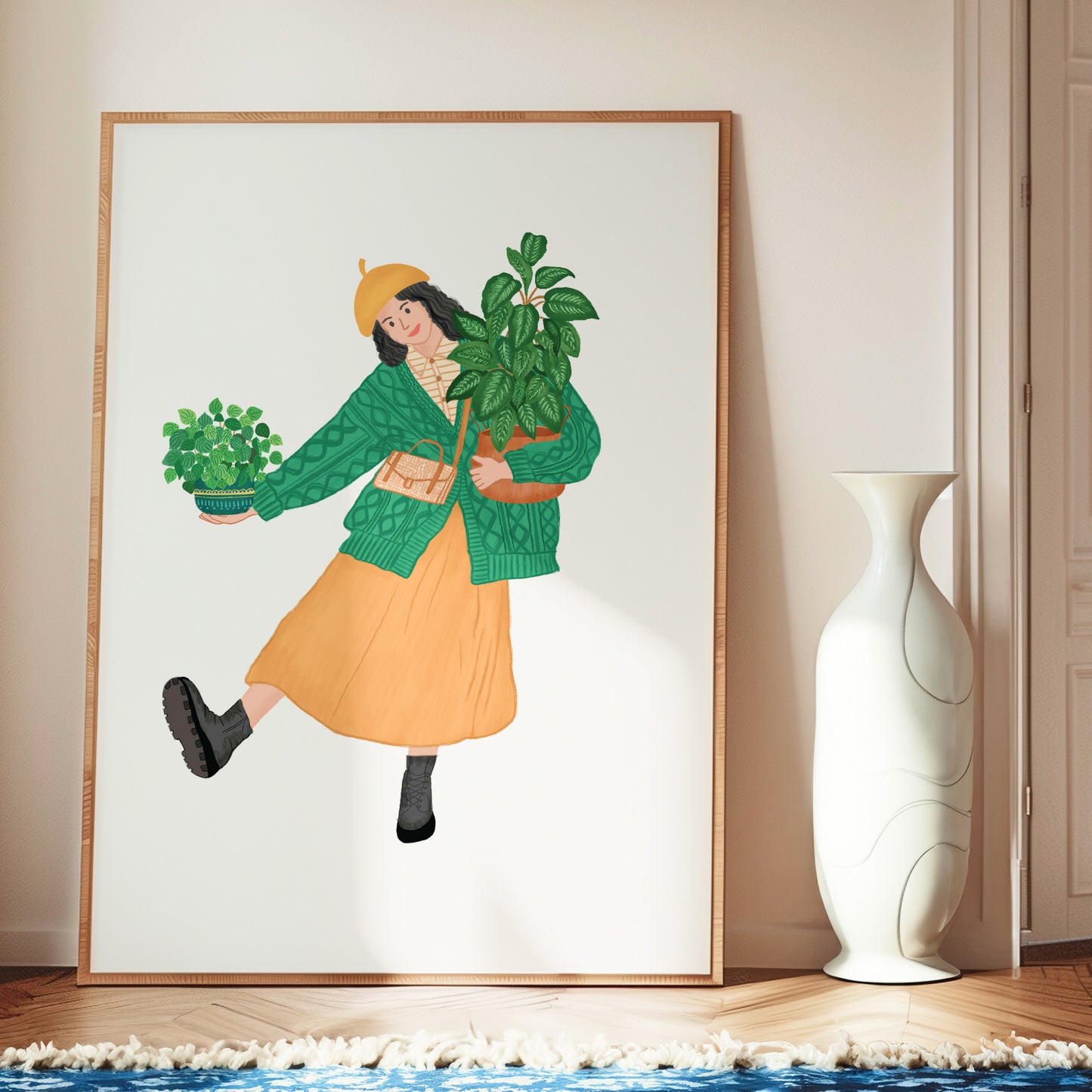 Cozy Autumn Plant Girl Art Print