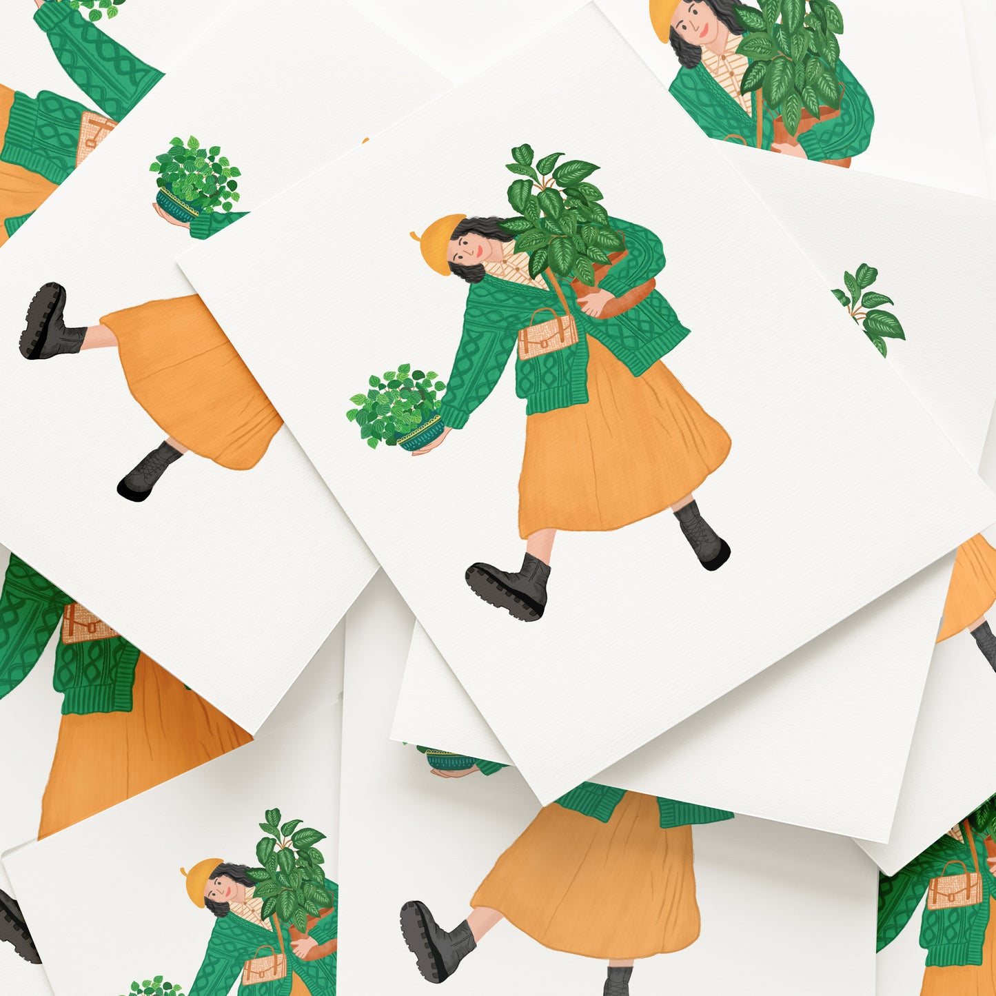 Cozy Autumn Plant Girl Art Print