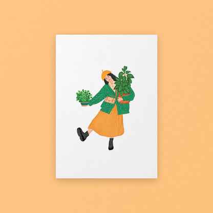 Cozy Autumn Plant Girl Giclée Art Print