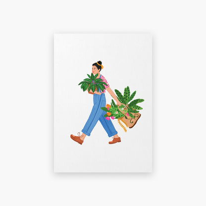 Trendy Dungaree Plant Girl Art Print | Urban Jungle Collection Giclée Art Print