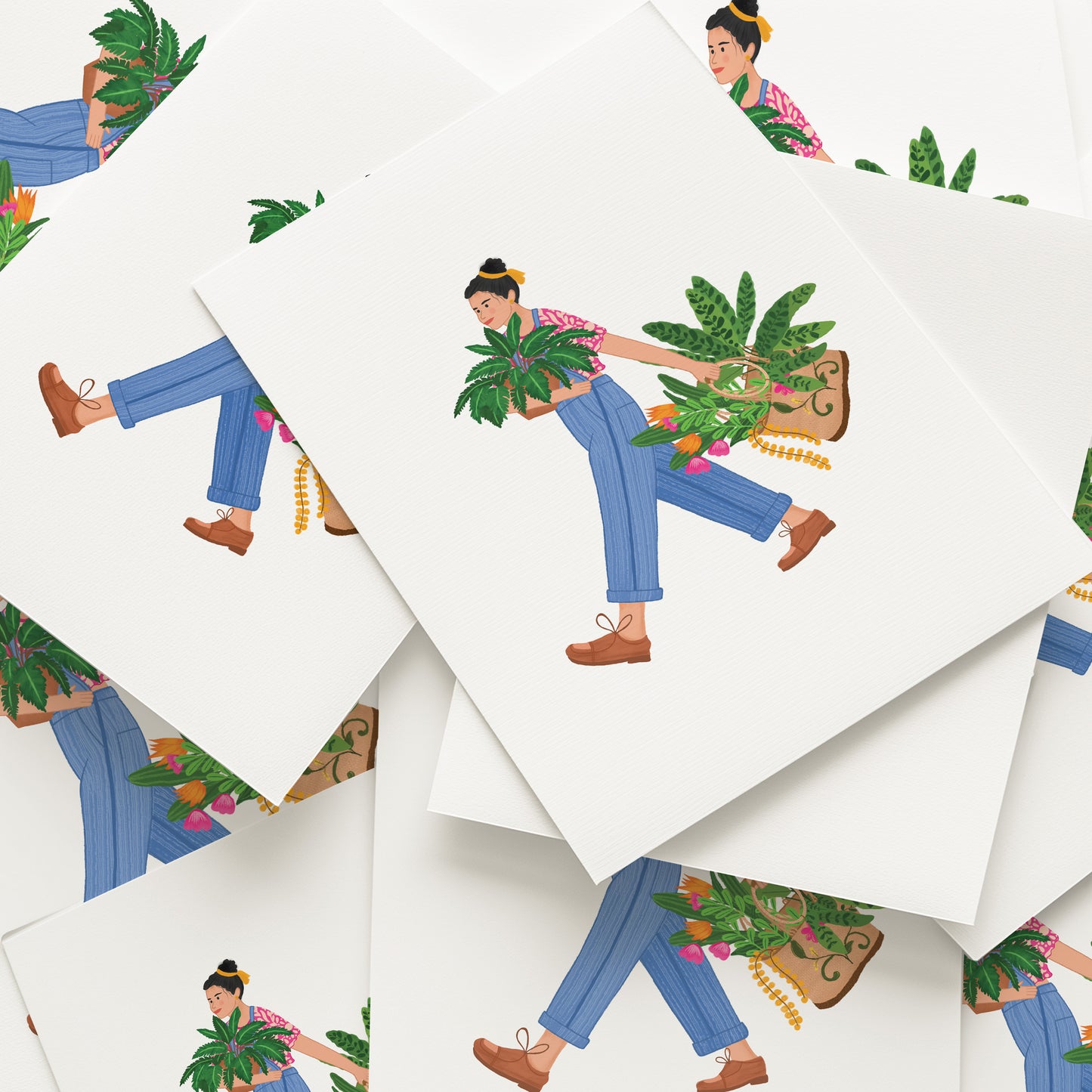 Trendy Dungaree Plant Girl Art Print | Urban Jungle Collection