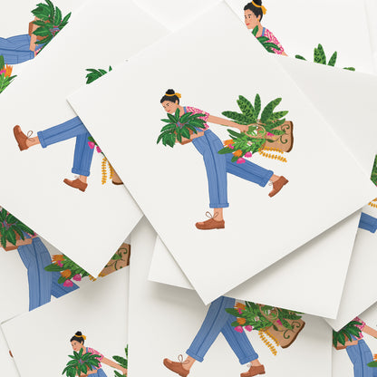 Trendy Dungaree Plant Girl Art Print | Urban Jungle Collection Giclée Art Print