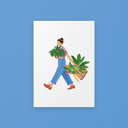 Trendy Dungaree Plant Girl Art Print | Urban Jungle Collection Giclée Art Print