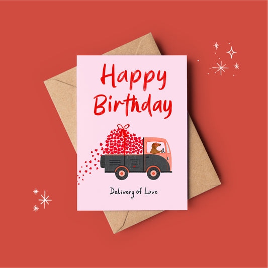 Delivery of Love Sausage Dog Birthday Card