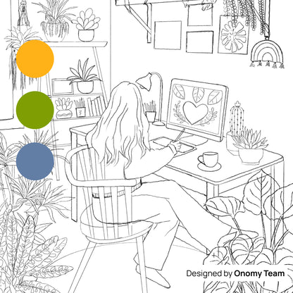 Cosy Creative Desk Art Print | Urban Jungle Collection Giclée Art Print