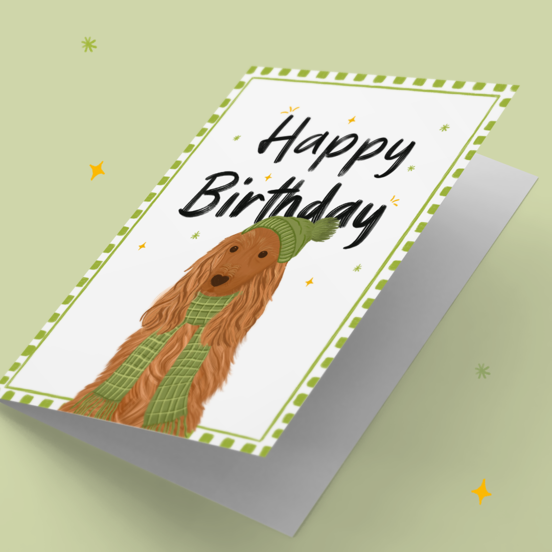 Cocker Spaniel in Knitwear Birthday Card
