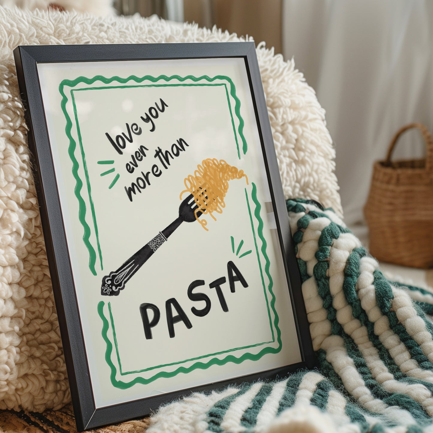 Love You More Than Pasta Art Print (White Background)