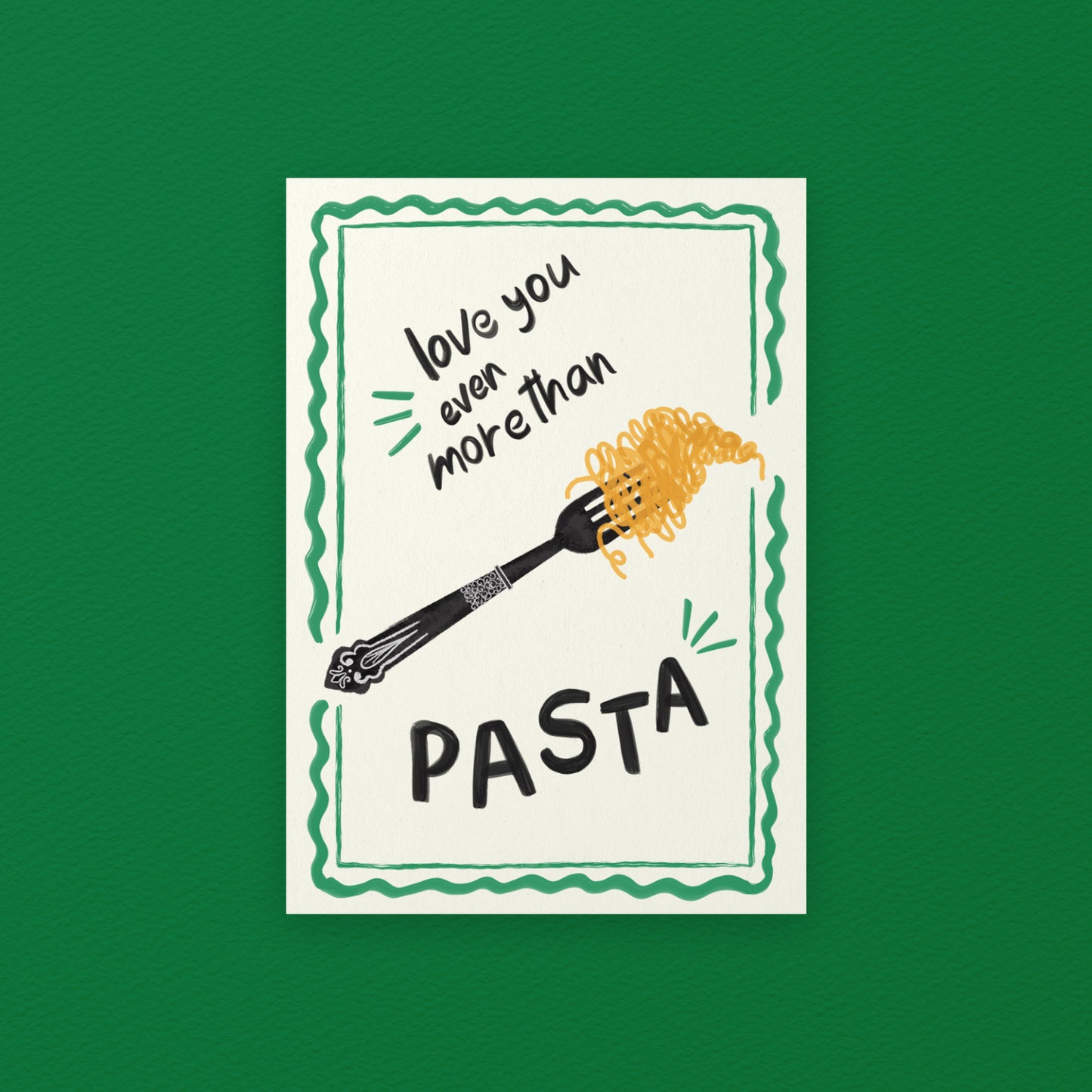 Love You More Than Pasta Art Print (White Background)