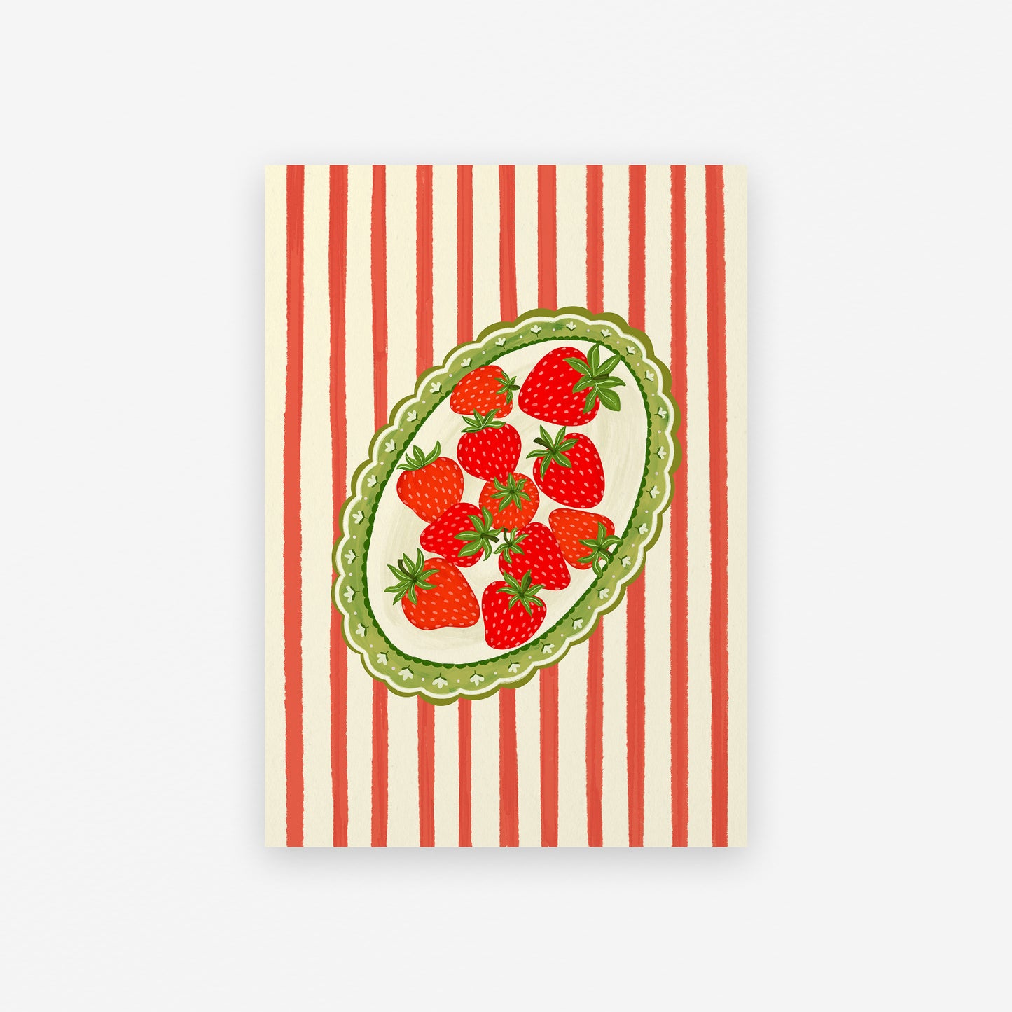 Strawberry Tray on Bold Red Stripes