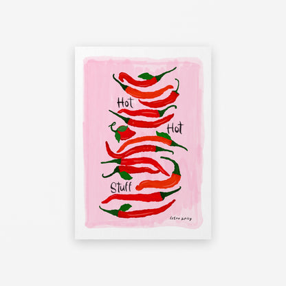 Pink HOT HOT Stuff Chilli Giclée Art Print