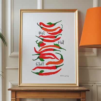 White HOT HOT Stuff Chilli Giclée Art Print