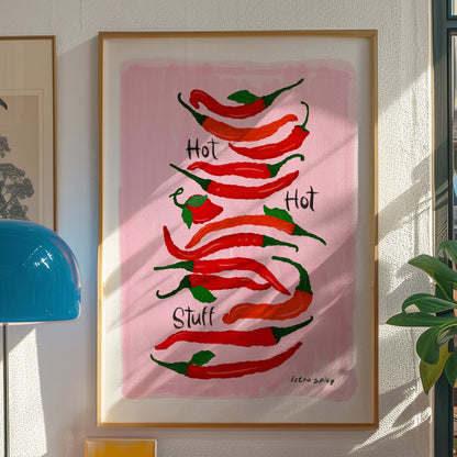 Pink HOT HOT Stuff Chilli Giclée Art Print