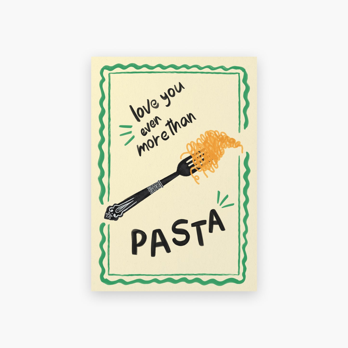 Love You More Than Pasta Art Print (Yellow Background)
