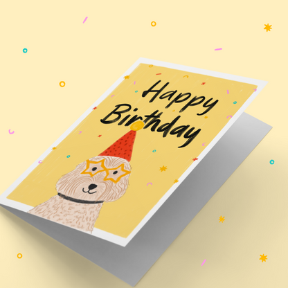 Cockapoo Ready for the Party Dog Birthday Card
