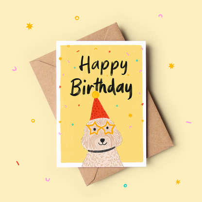 Cockapoo Ready for the Party Dog Birthday Card
