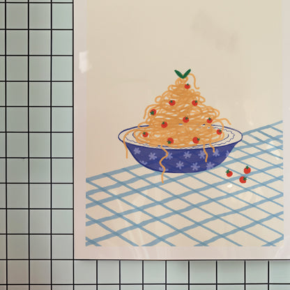 Hand drawn Spaghetti Bowl Giclée Art Print