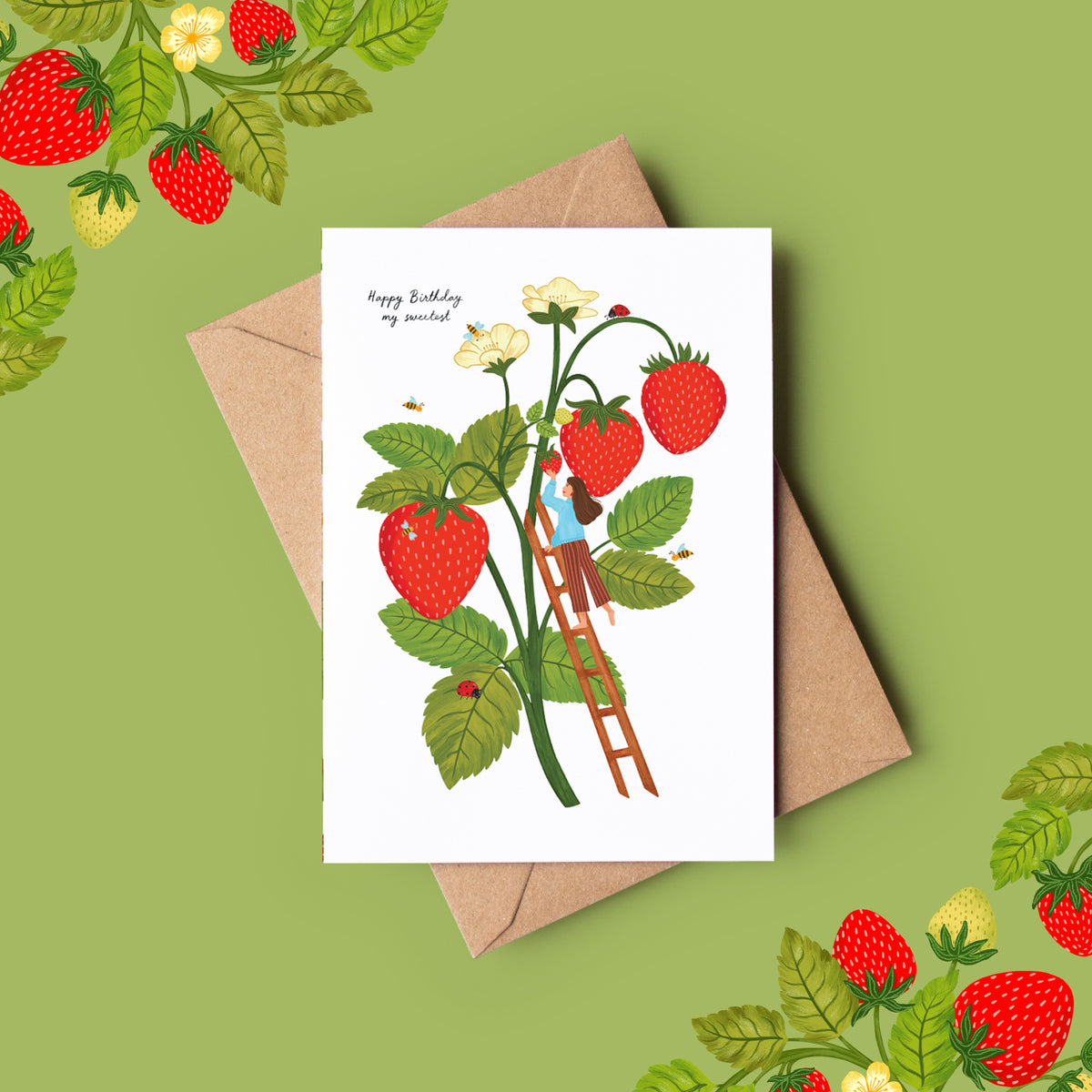 World Of Strawberry Birthday Greeting Card