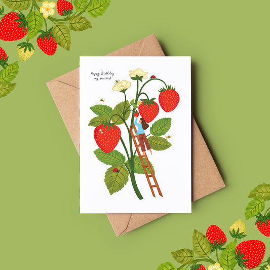 World Of Strawberry Birthday Greeting Card