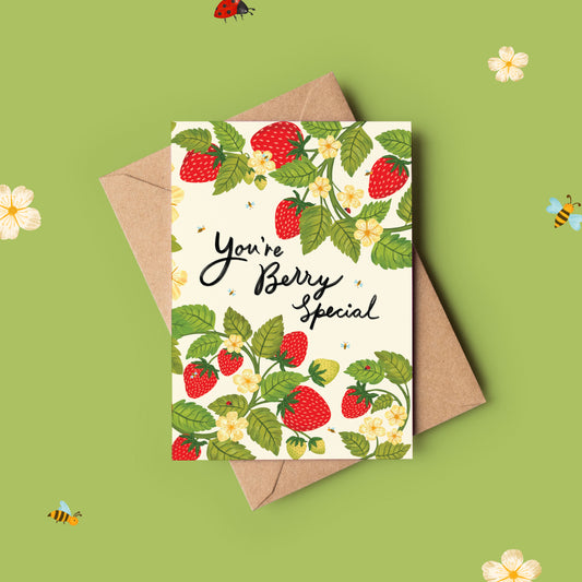 You're Berry Special Strawberry Pattern Greeting Card