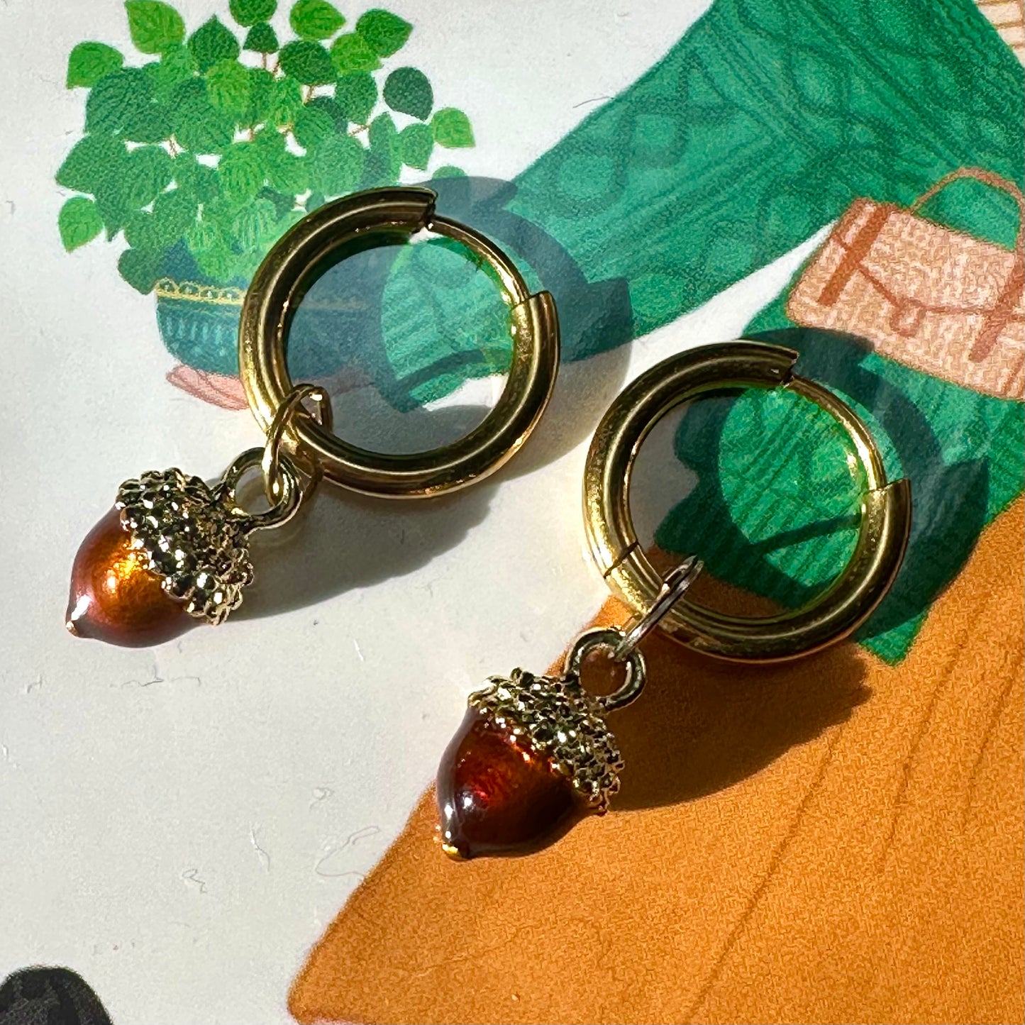 The Mundane Brighton Gift shop - Acorn earrings  & art print - Gifts for her