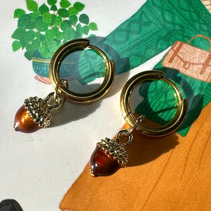 The Mundane Brighton Gift shop - Acorn earrings  & art print - Gifts for her