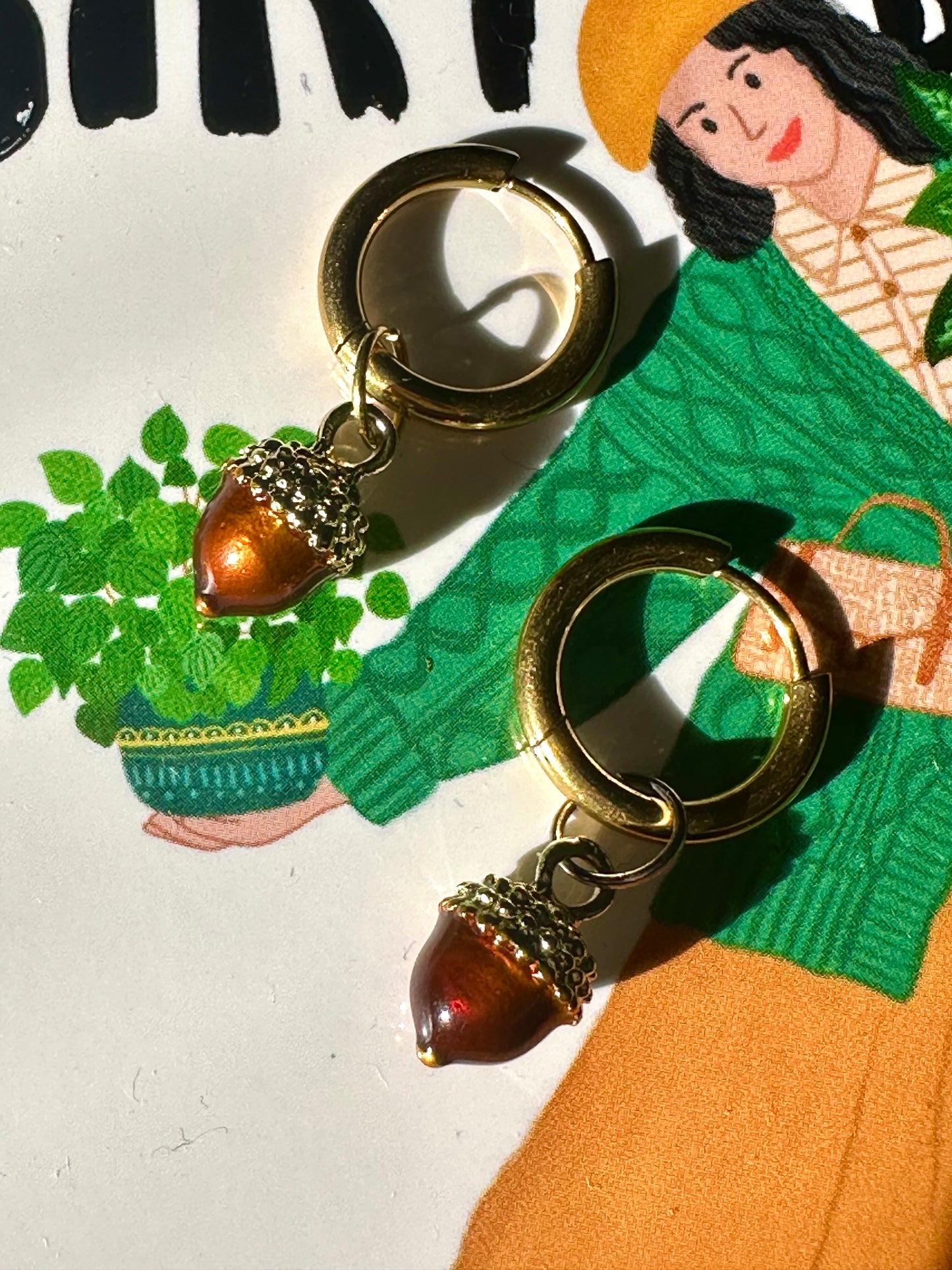 The Mundane Brighton Gift shop - Acorn earrings, greeting card  & art print - Gifts for her