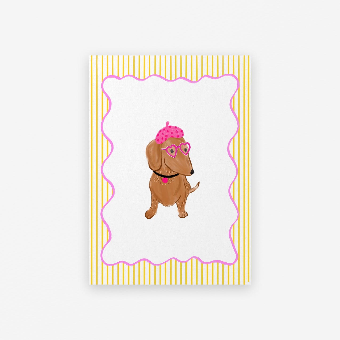The Mundane Brighton Gift shop - Beret Sausage Dog Art Print - Dog collection - gift for dog lovers - gift for her - gift for him - gift for birthday - 2