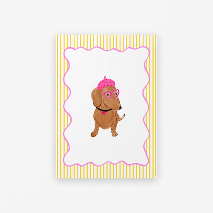 The Mundane Brighton Gift shop - Beret Sausage Dog Art Print - Dog collection - gift for dog lovers - gift for her - gift for him - gift for birthday - 2