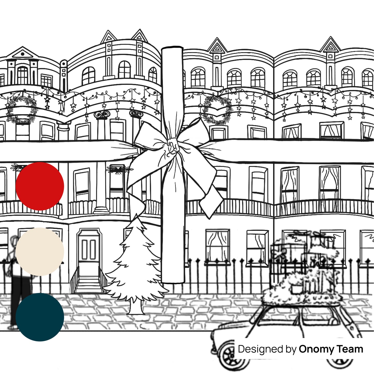 The Mundane Brighton Gift shop - Brunswick Town House Brighton & Hove Christmas Card  Illustration - Gift for Christmas - gift for her - gift for him
