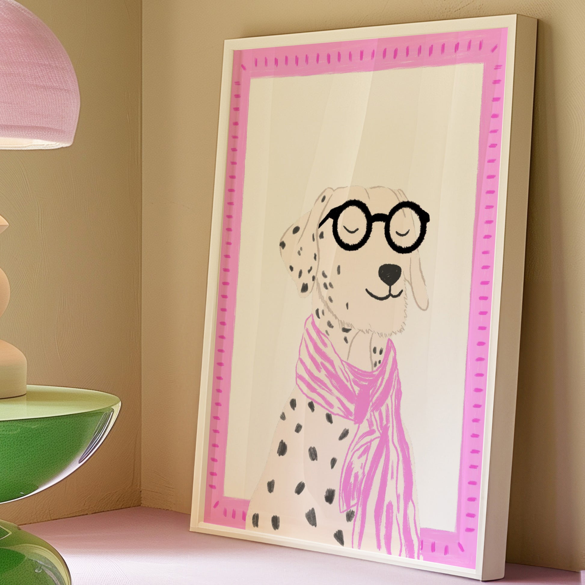 The Mundane Brighton Gift shop - Framed Bookworm Dalmatian Dog Art Print  gift for dog lovers - gift for her - gift for him - dog collection - gift for birthday 