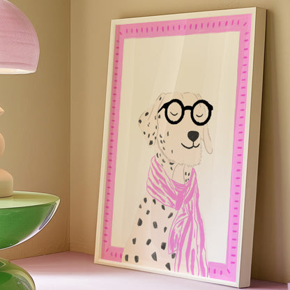 The Mundane Brighton Gift shop - Framed Bookworm Dalmatian Dog Art Print  gift for dog lovers - gift for her - gift for him - dog collection - gift for birthday 