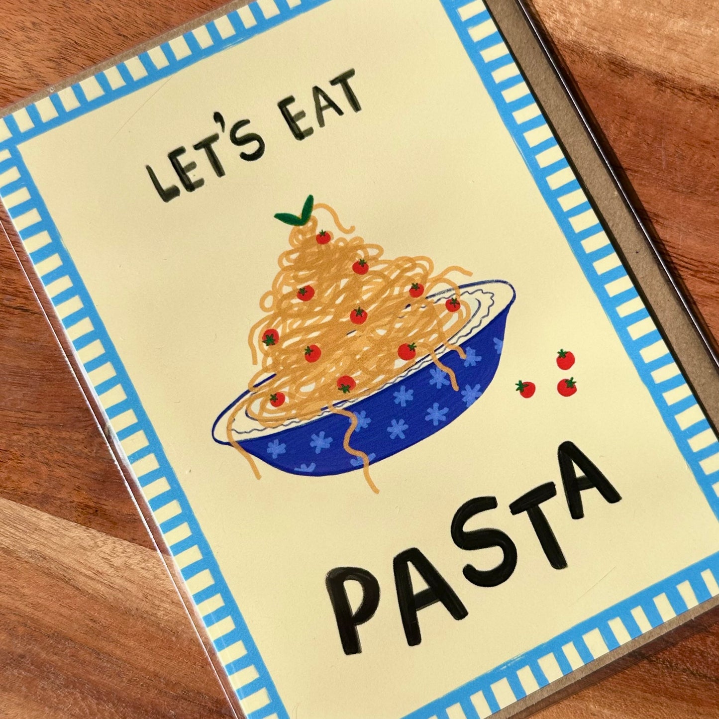 The Mundane Brighton Gift shop - Let's eat Pasta Greeting card - Gifts for Foodies
