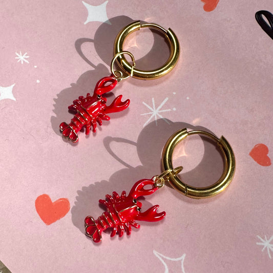 The Mundane Brighton Gift shop - Lobster earrings  & art print gift set - Gifts for her - Gift for Valentines