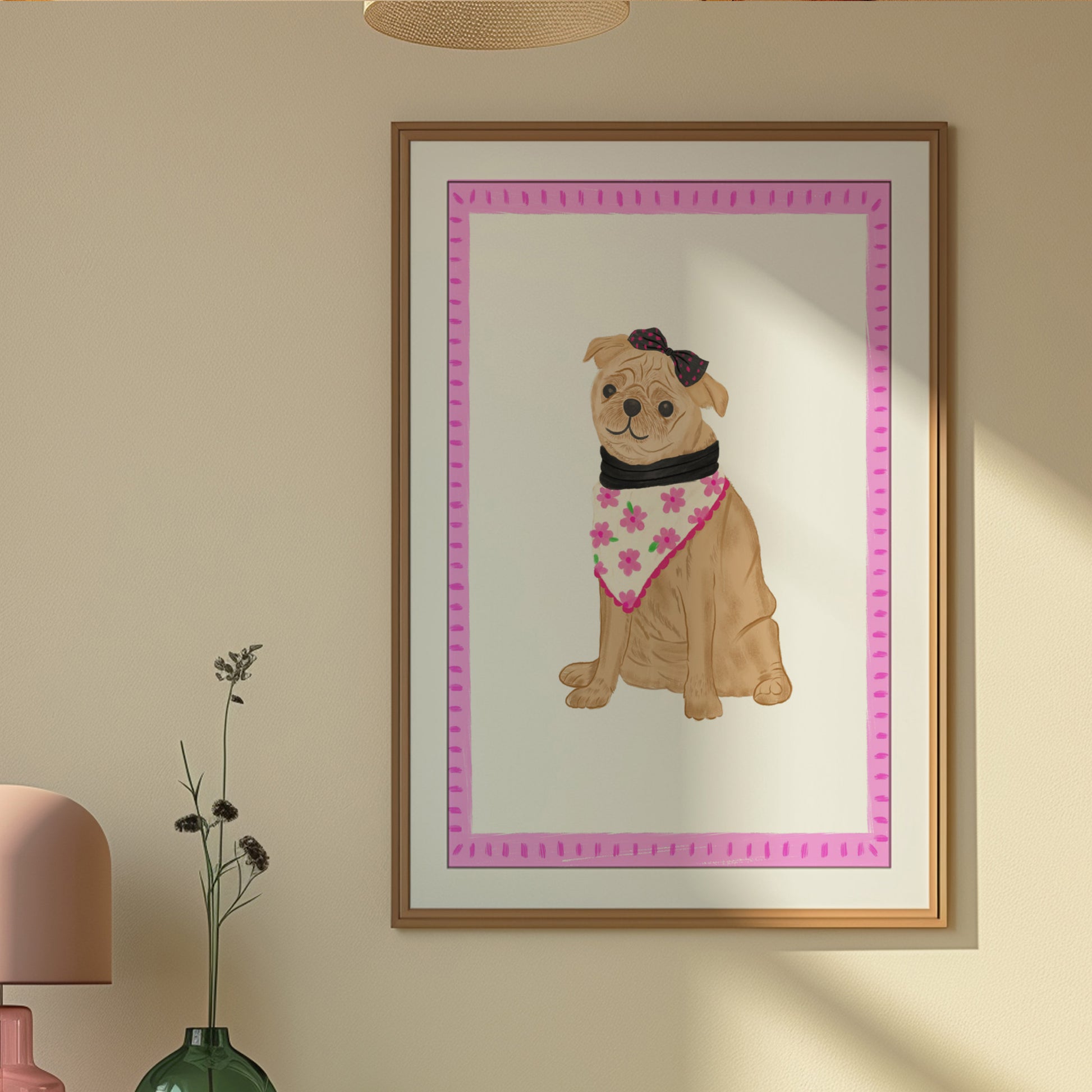 The Mundane Brighton Gift shop - framed Pug Dog Art Print - gift for dog lovers - gift for her - gift for him - gift for birthday - dog collection