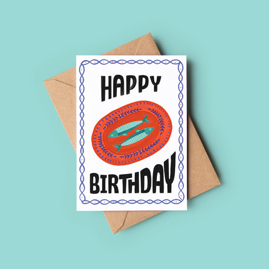 Fish Tin Happy Birthday Greeting Card