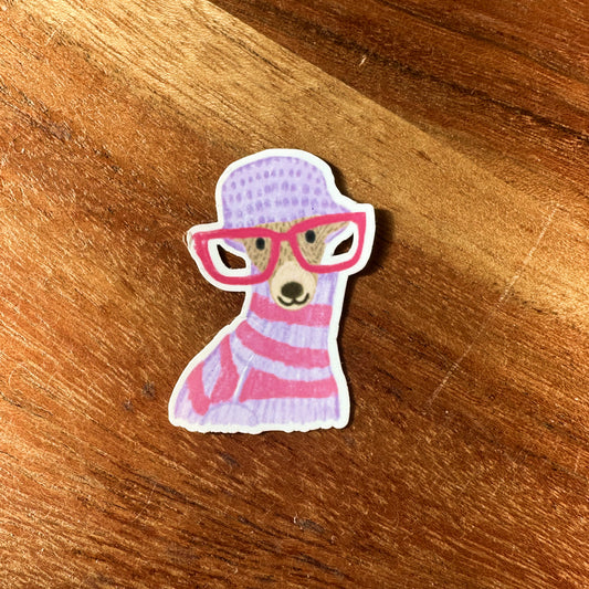The Mundane gift shop - Dog with a Beanie & Glasses sticker - Dog collection - Gift for her - gift for him