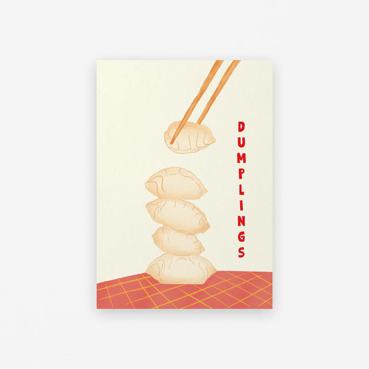 The Mundane gift shop - Dumpling Stack (red) Art Print - Foodie collection - Gift for her -  gift for foodies - Gift for birthday - gift for him