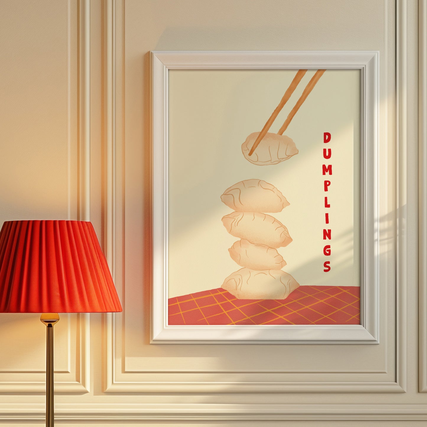 The Mundane gift shop - Dumpling Stack (red) Art Print - Foodie collection - Gift for her -  gift for foodies - Gift for birthday - gift for him - 2
