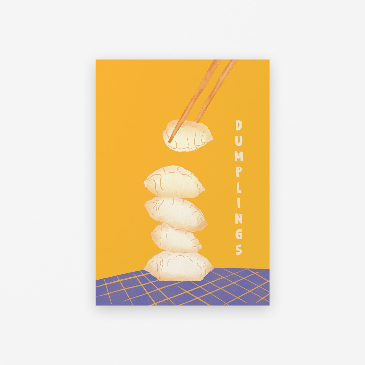 The Mundane gift shop - Dumpling Stack (yellow) Art Print - Foodie collection - Gift for her -  gift for foodies - Gift for birthday - gift for him