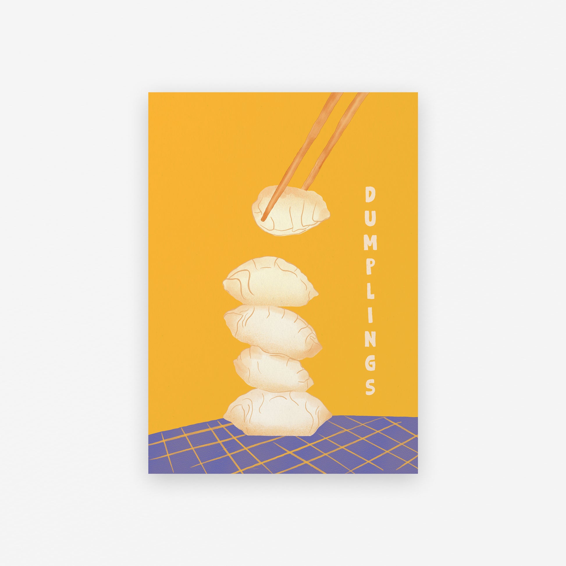 The Mundane gift shop - Dumpling Stack (yellow) Art Print - Foodie collection - Gift for her -  gift for foodies - Gift for birthday - gift for him
