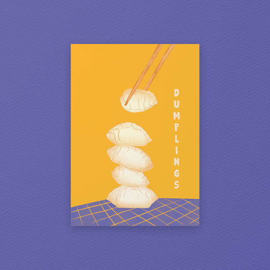 The Mundane gift shop - Dumpling Stack (yellow) Art Print - Foodie collection - Gift for her -  gift for foodies - Gift for birthday - gift for him - 2